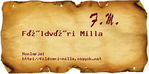 Földvári Milla névjegykártya